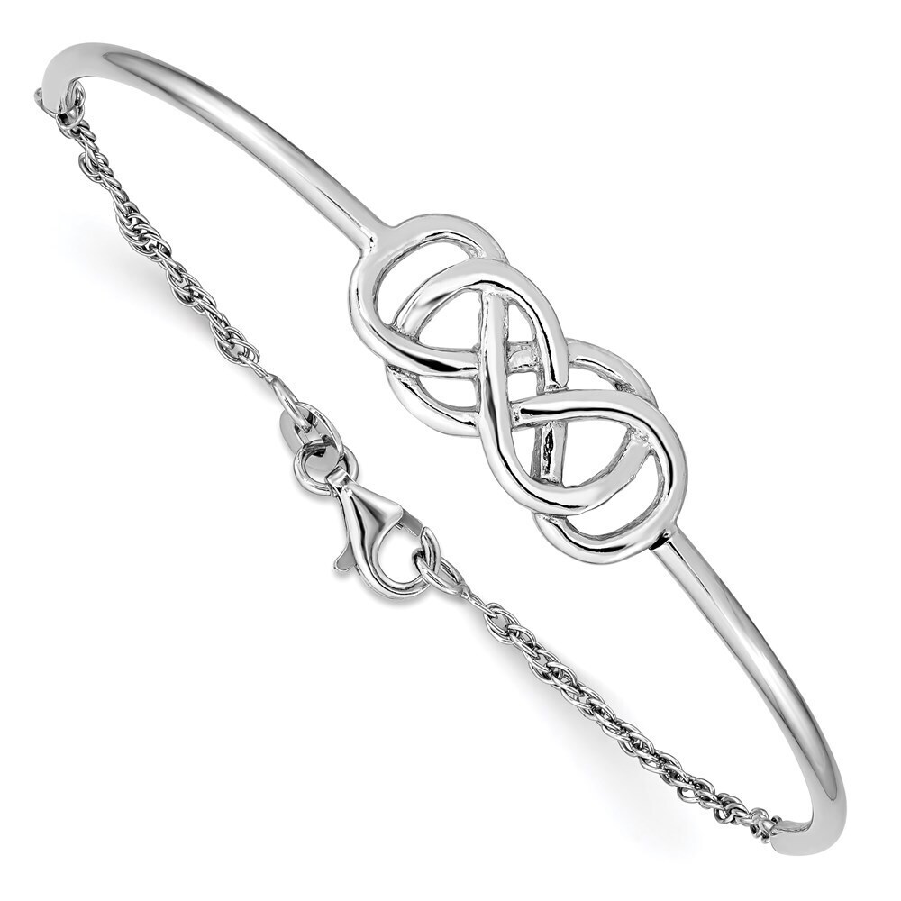 Kazi Luxury Silver Rhodium-plated Double Infinity Symbol Bangle Bracelet